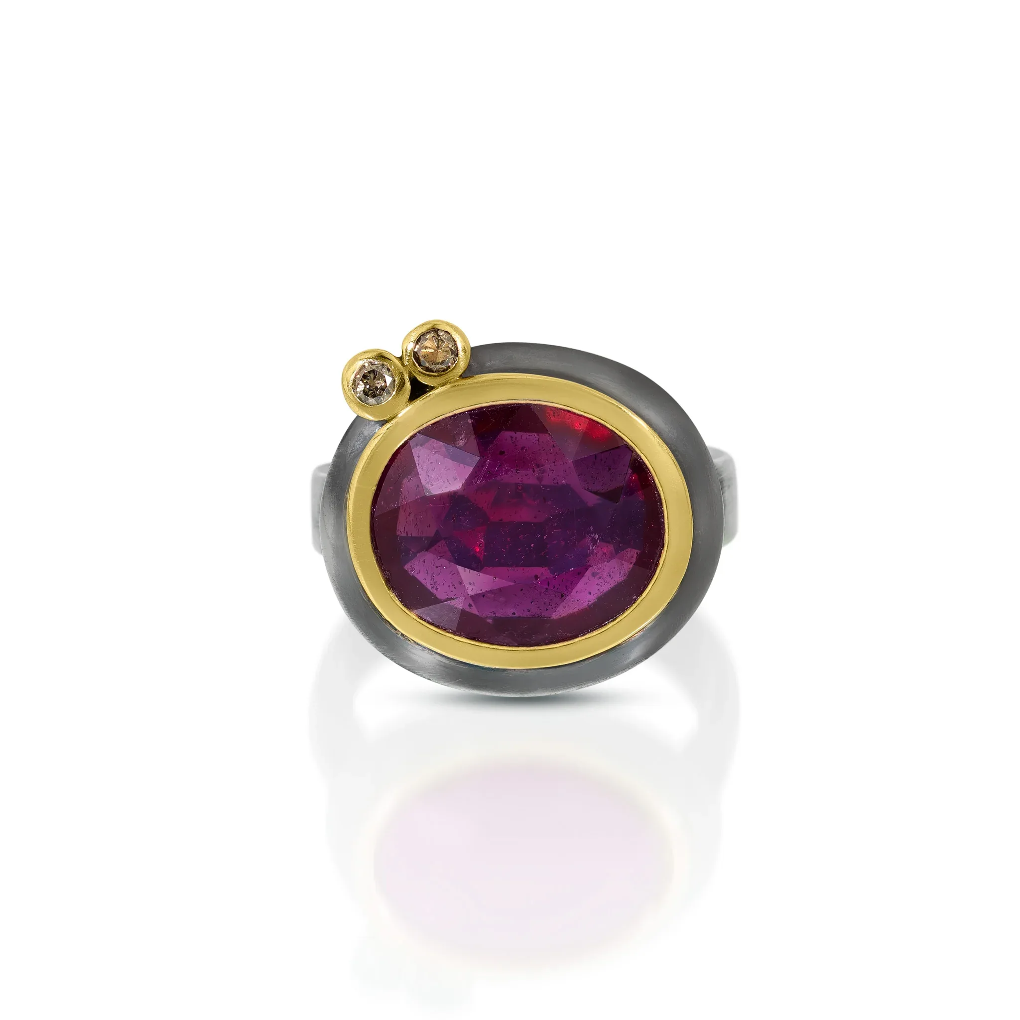 Ruby & 14k Ring with Champagne Diamond - Image 2