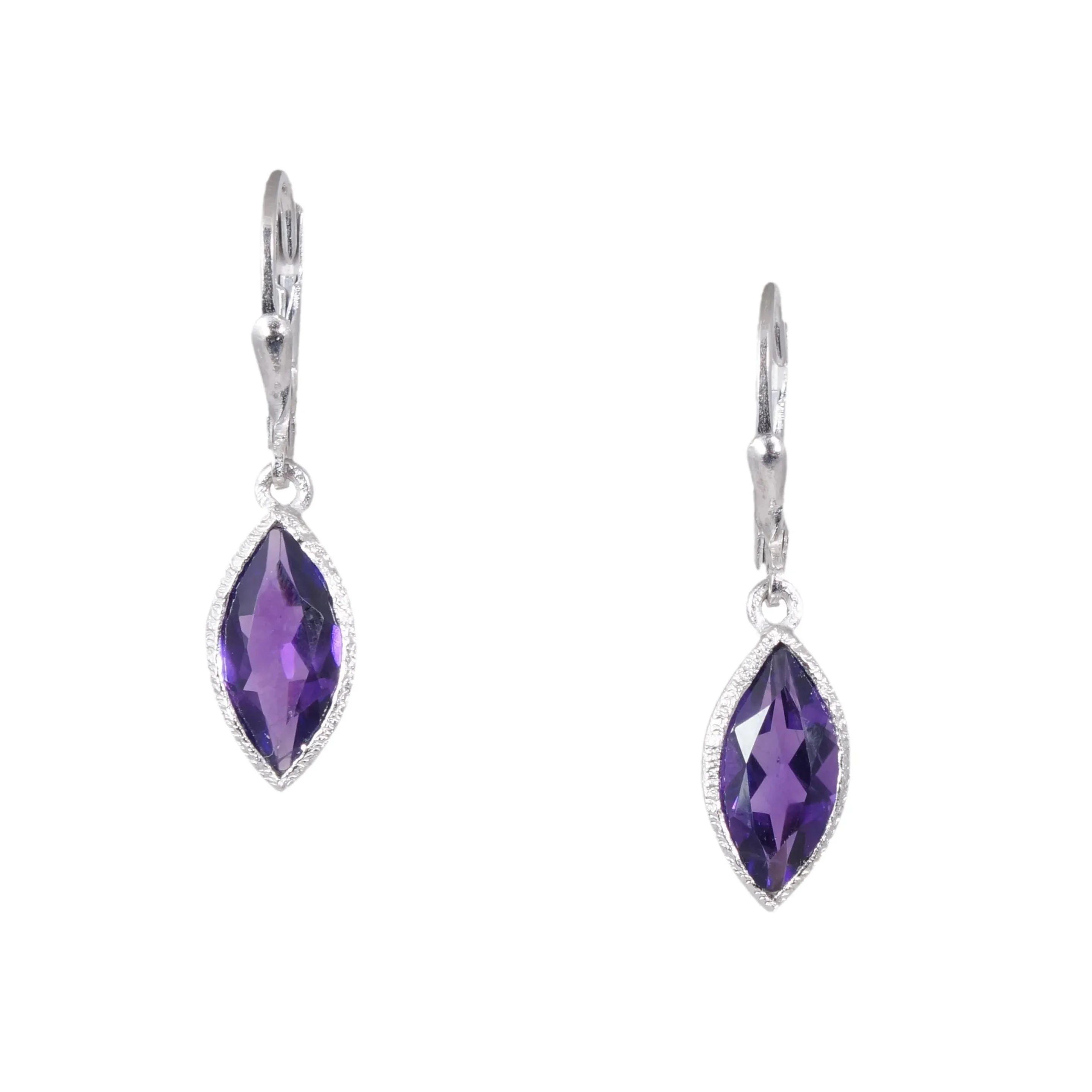 Silver Marquise Gemstone Earrings - Image 4