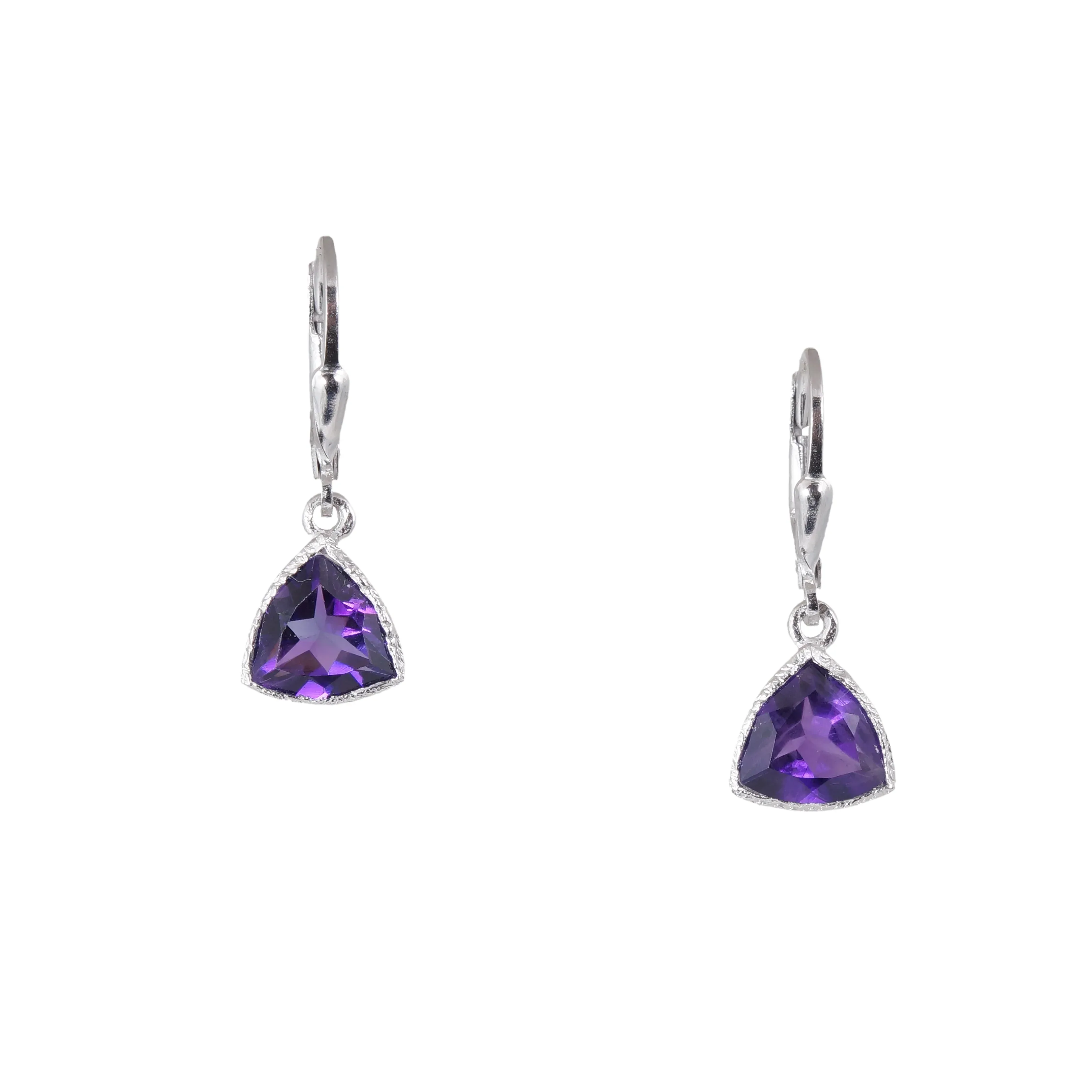Silver Trillion Gemstone Earrings - Image 3