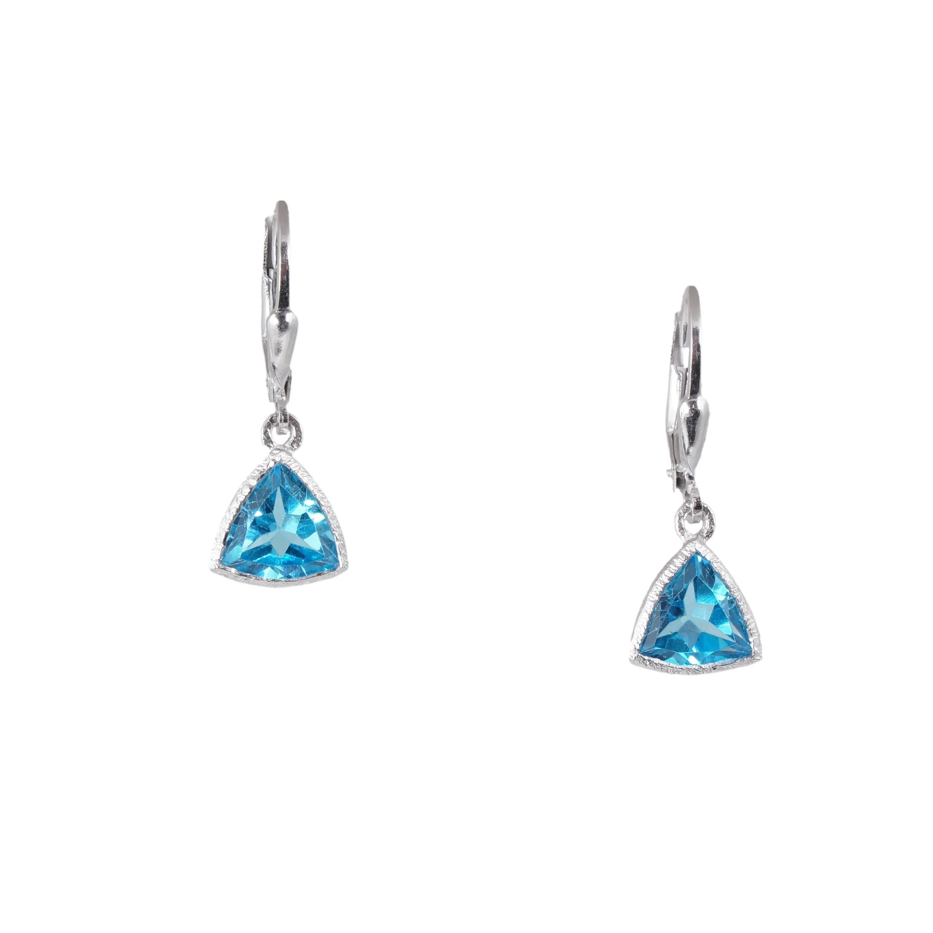 Silver Trillion Gemstone Earrings - Image 4
