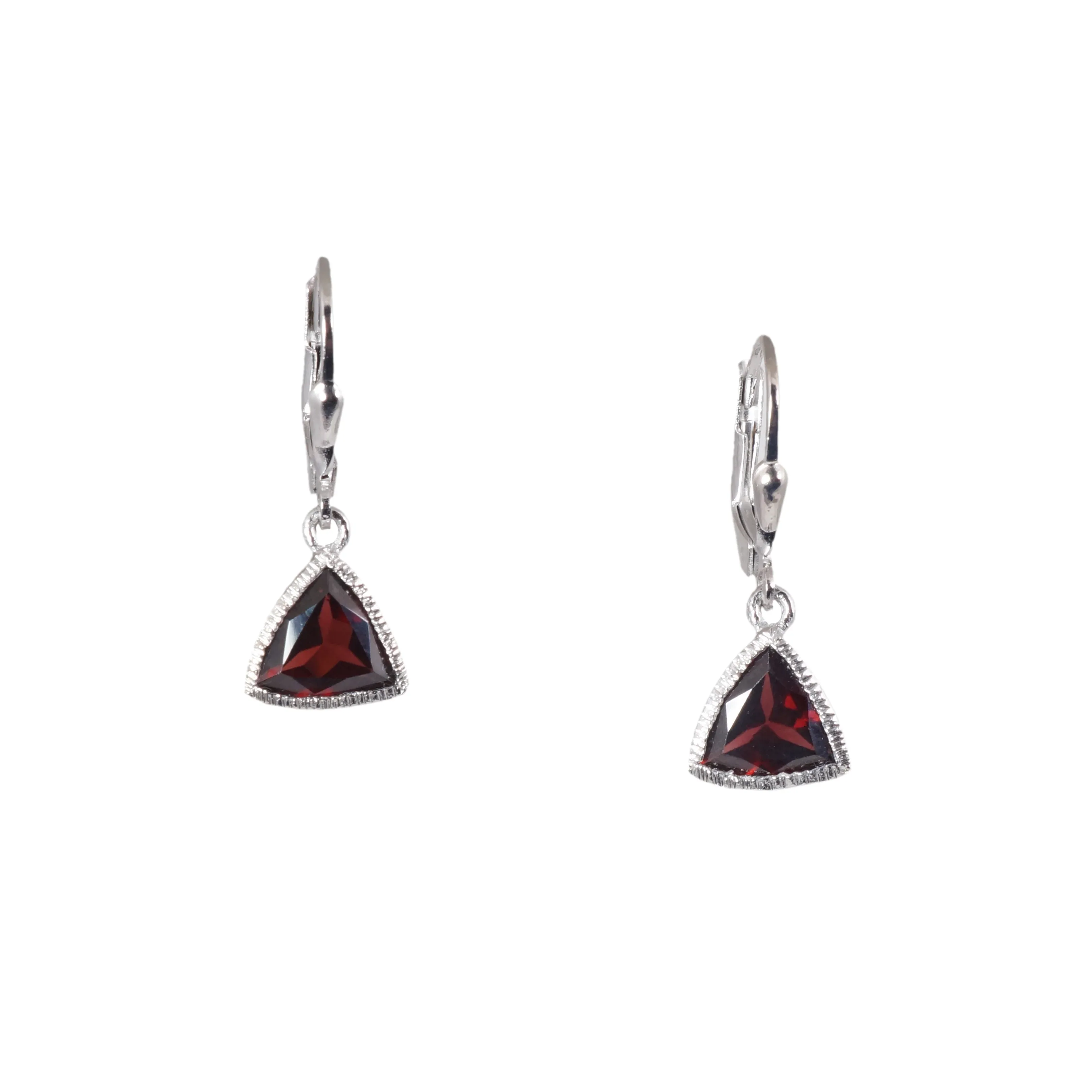 Silver Trillion Gemstone Earrings - Image 5