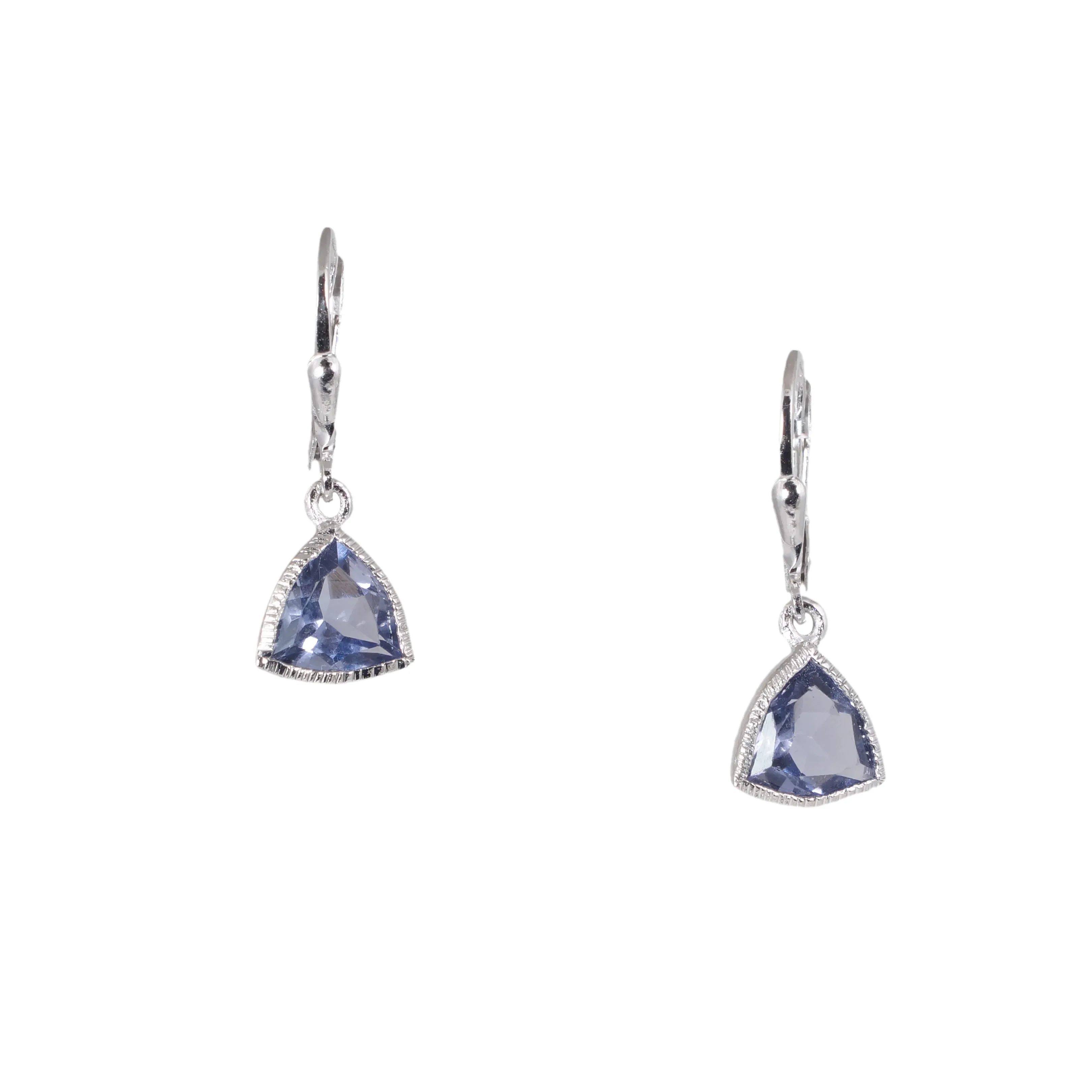Silver Trillion Gemstone Earrings - Image 6