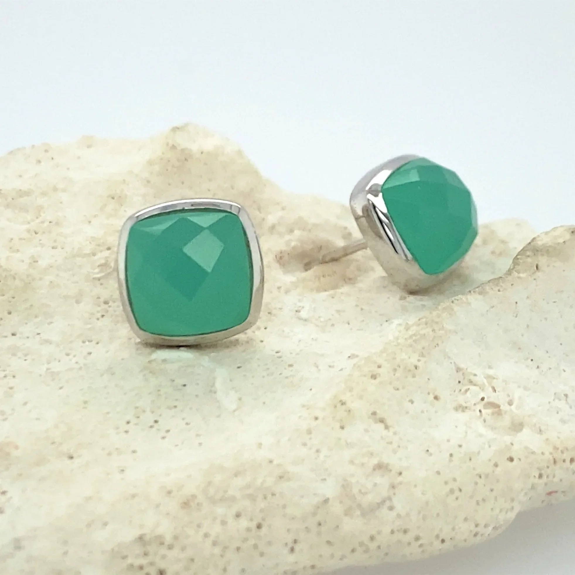 Square Studs - Silver, White Rhodium - Image 4