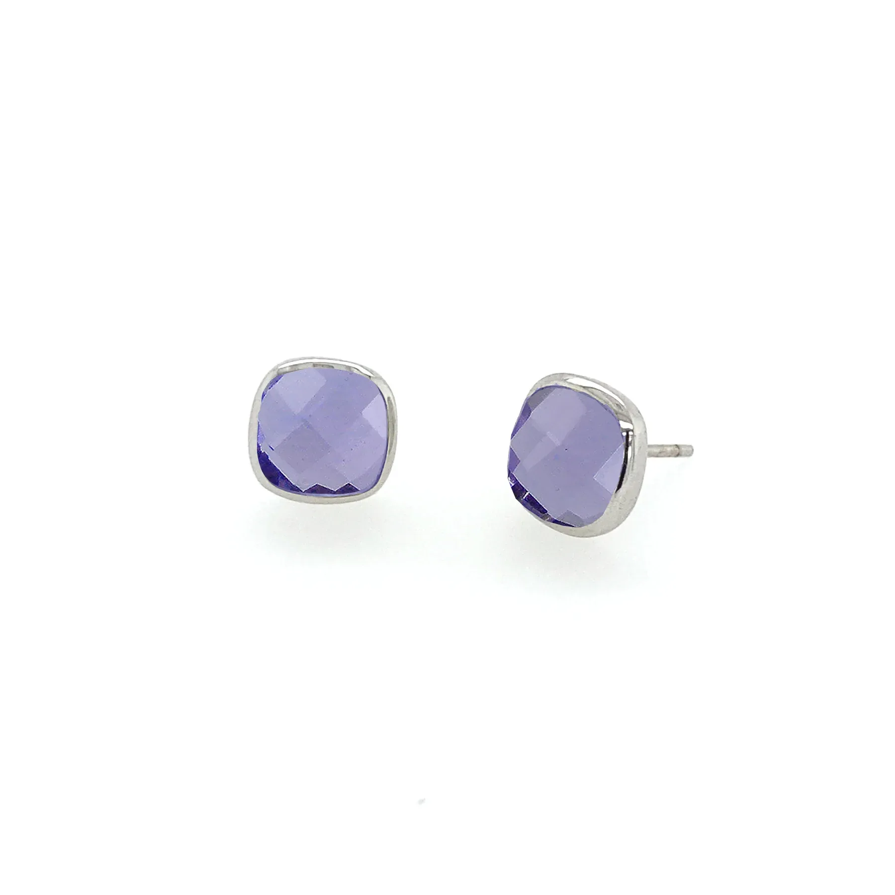 Square Studs - Silver, White Rhodium - Image 7