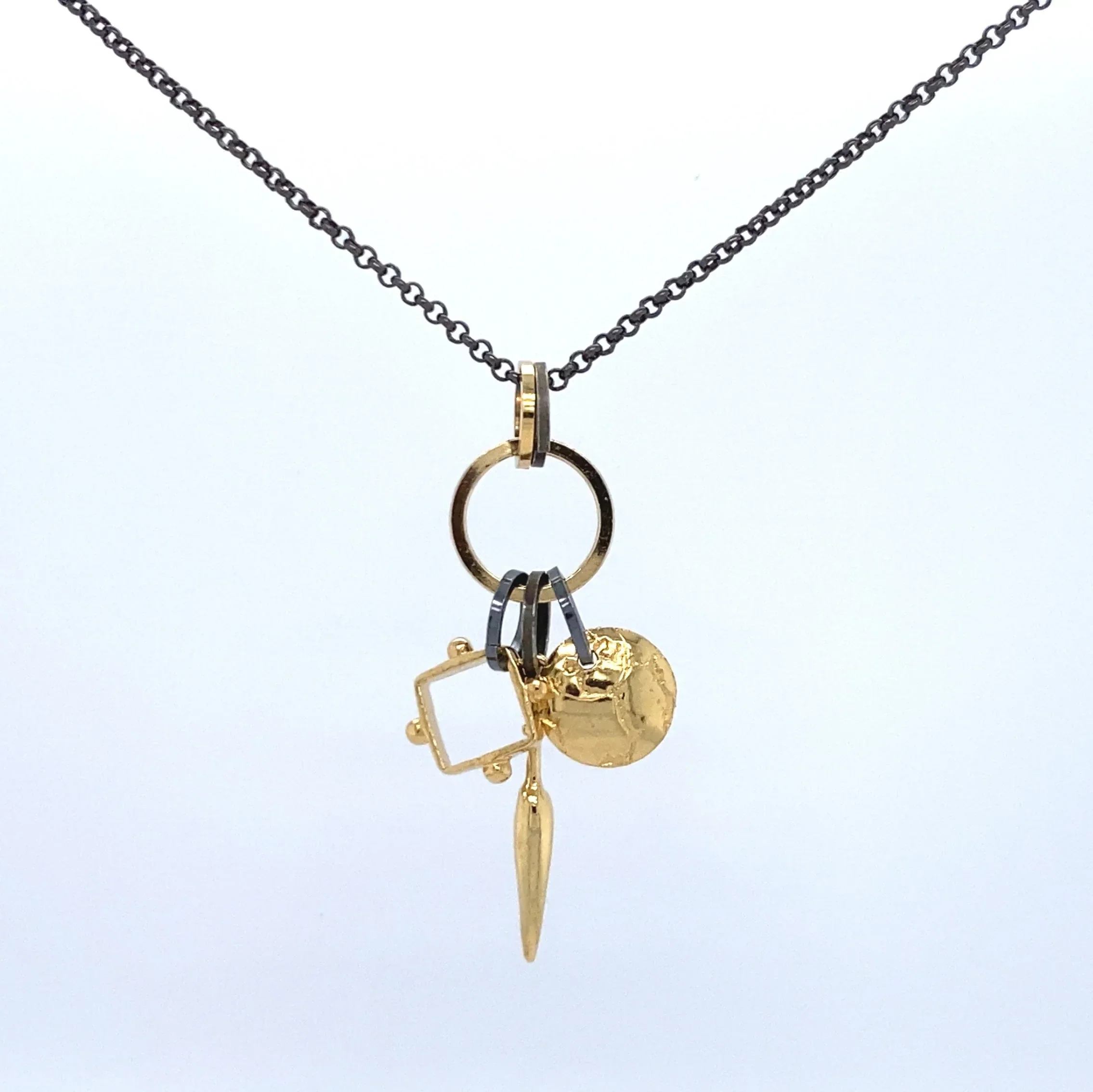 Triple Charm Mixed Metal Necklace - Image 3