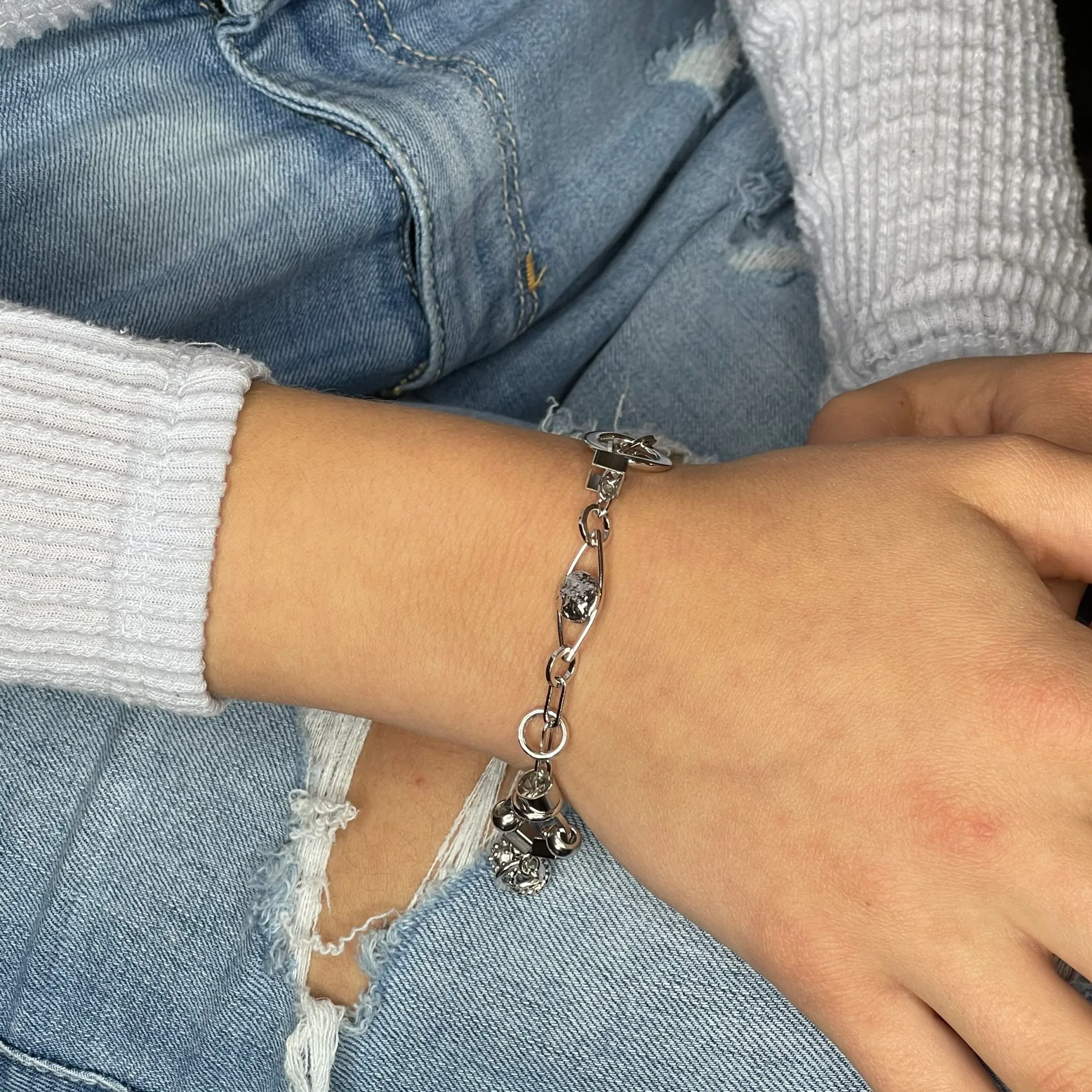 White Rhodium Treasure Sculptural Bracelet - Image 3